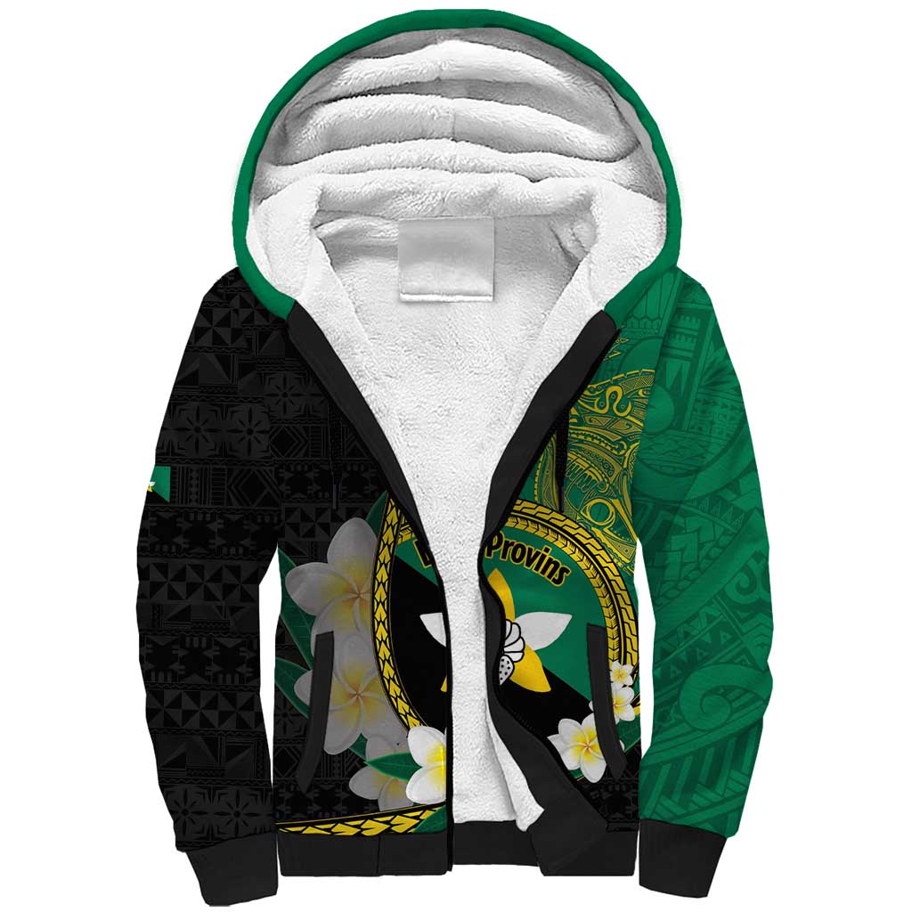 Personalised PNG Enga Provins Sherpa Hoodie Papua New Guinea Plumeria Melanesian Pattern - Polynesian Pride
