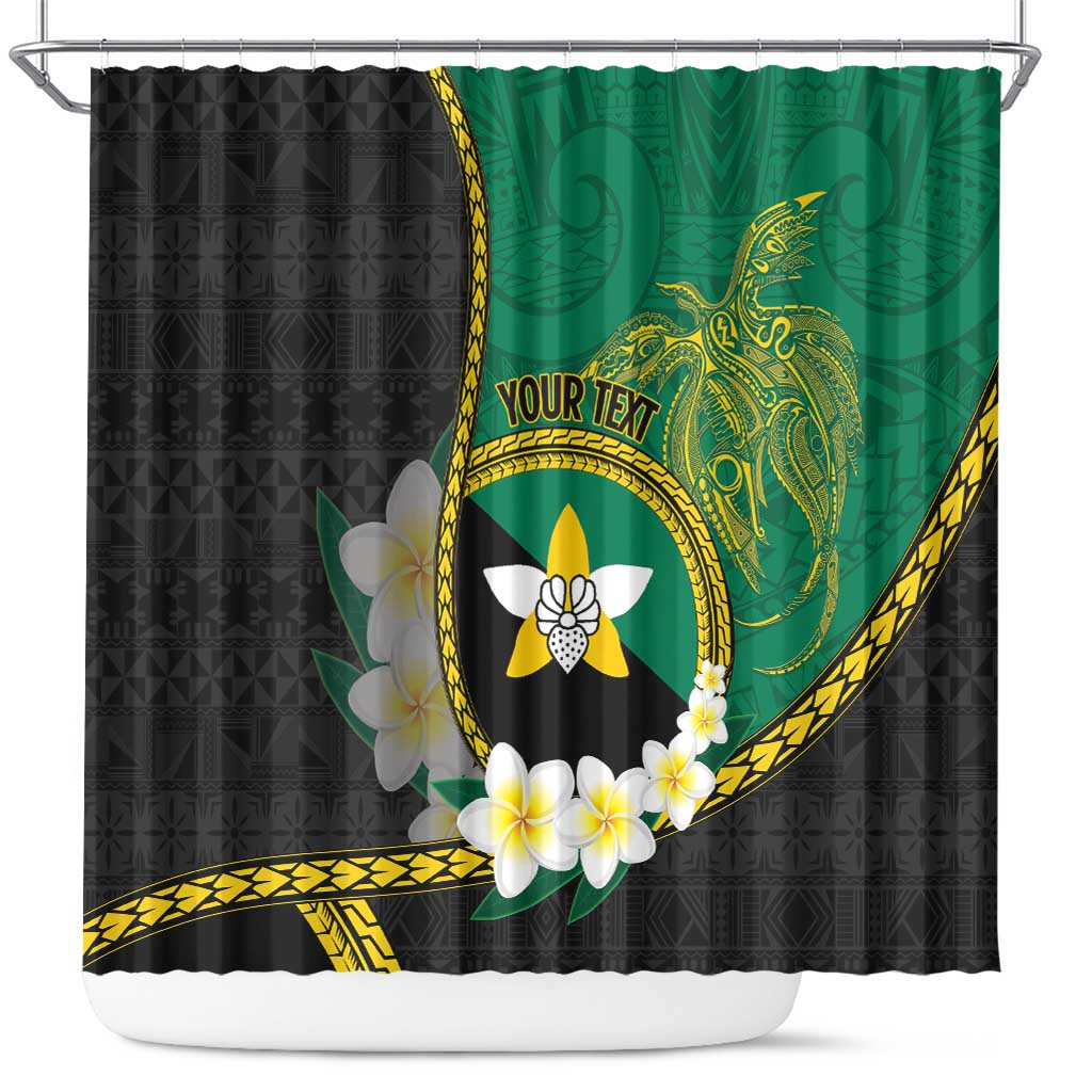 Personalised PNG Enga Provins Shower Curtain Papua New Guinea Plumeria Melanesian Pattern LT14 Black - Polynesian Pride