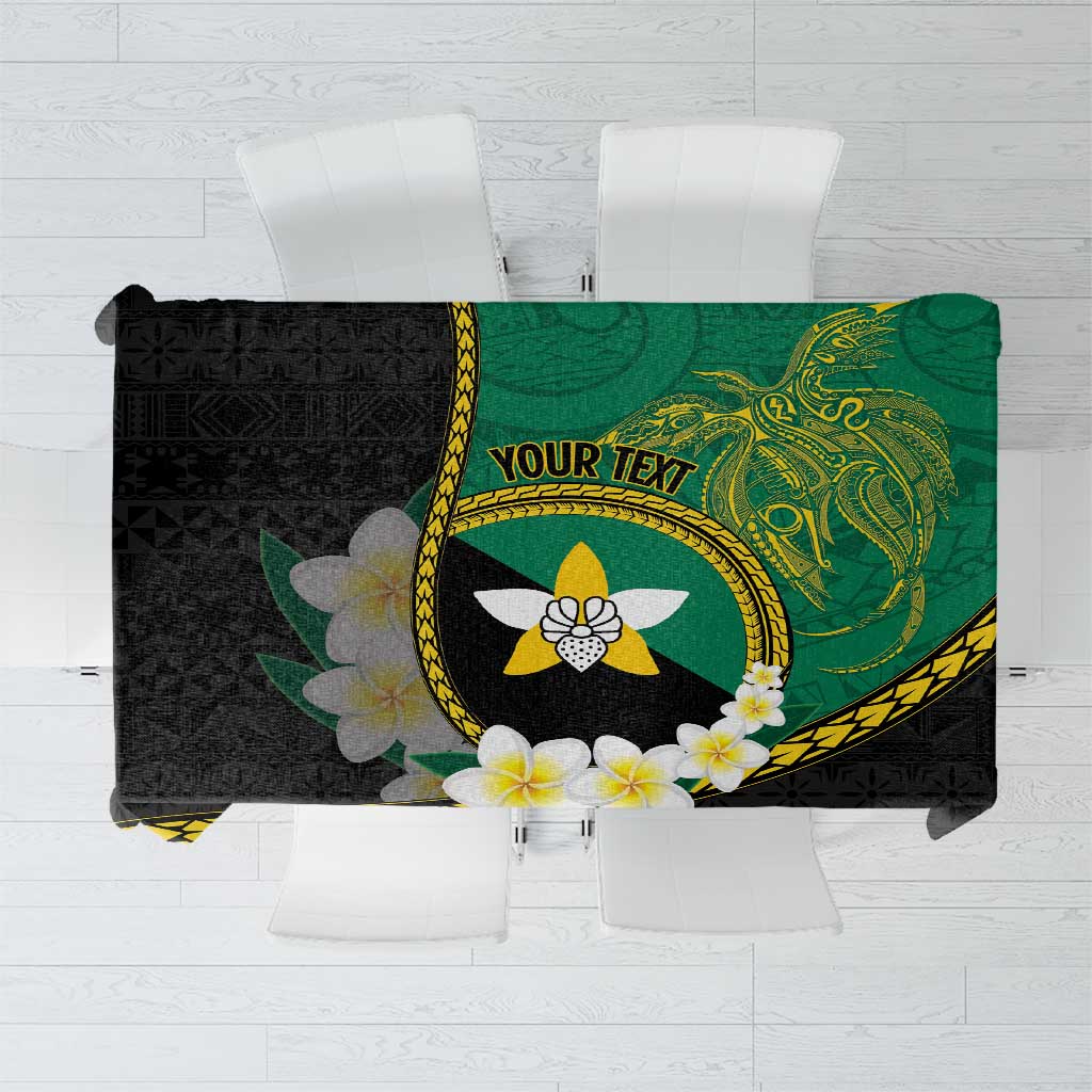 Personalised PNG Enga Provins Tablecloth Papua New Guinea Plumeria Melanesian Pattern LT14 Black - Polynesian Pride