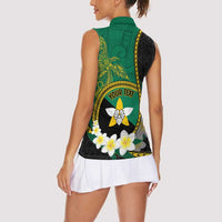 Personalised PNG Enga Provins Women Sleeveless Polo Shirt Papua New Guinea Plumeria Melanesian Pattern LT14 - Polynesian Pride