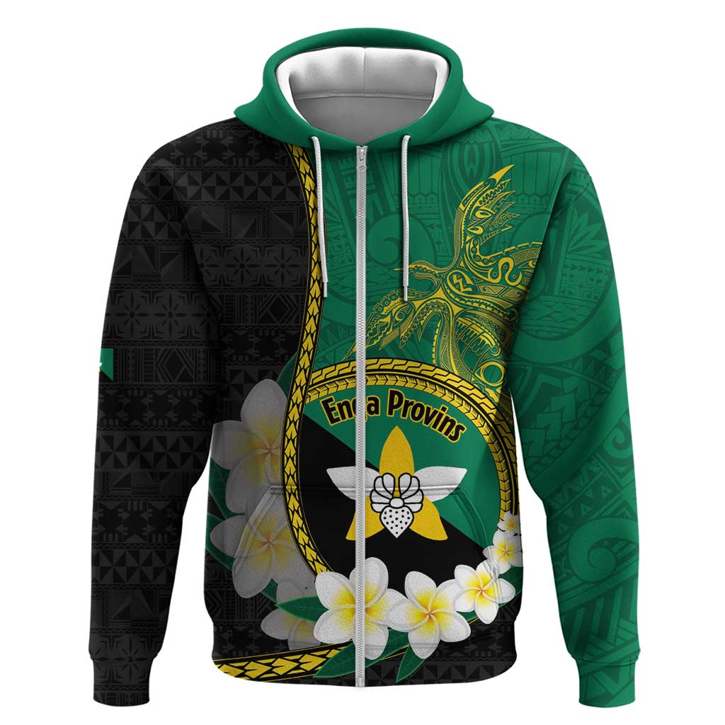 Personalised PNG Enga Provins Zip Hoodie Papua New Guinea Plumeria Melanesian Pattern LT14 Zip Hoodie Black - Polynesian Pride