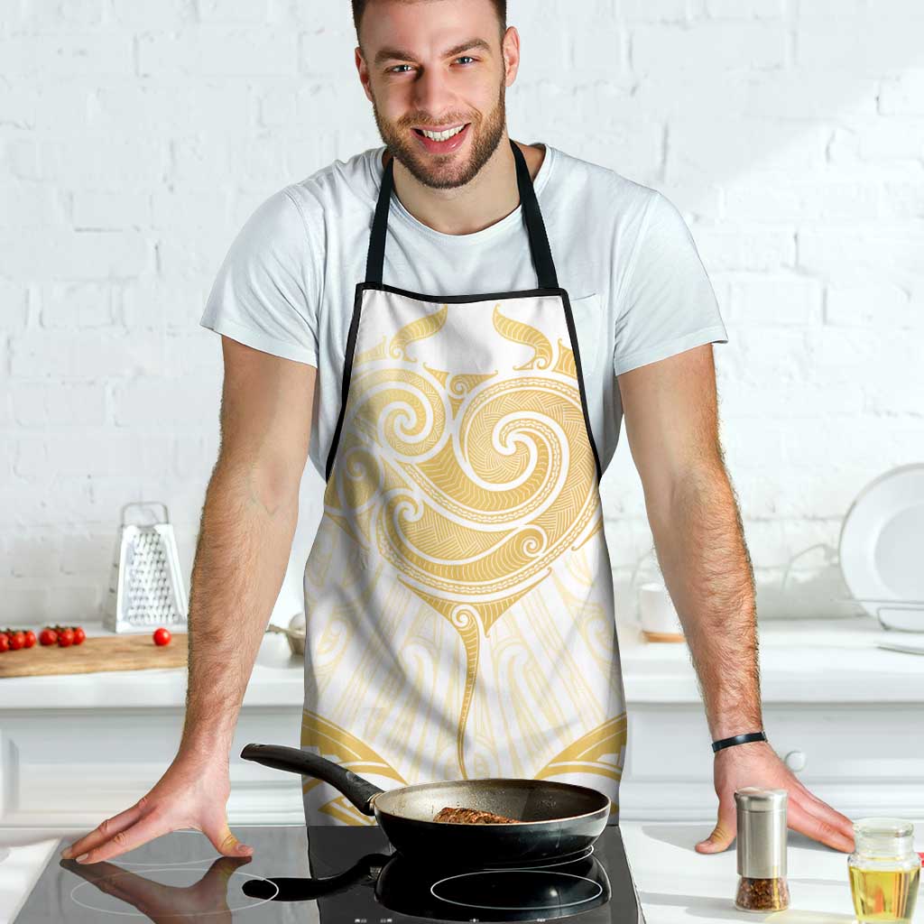 Gold White New Zealand Manta Ray Apron Aotearoa Maori Haehae - Polynesian Pride