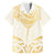 Gold White New Zealand Manta Ray Family Matching Off The Shoulder Long Sleeve Dress and Hawaiian Shirt Aotearoa Maori Haehae - Polynesian Pride