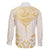 Gold White New Zealand Manta Ray Family Matching Off The Shoulder Long Sleeve Dress and Hawaiian Shirt Aotearoa Maori Haehae - Polynesian Pride