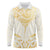 Gold White New Zealand Manta Ray Long Sleeve Polo Shirt Aotearoa Maori Haehae - Polynesian Pride