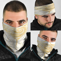 Gold White New Zealand Manta Ray Neck Gaiter Aotearoa Maori Haehae LT14