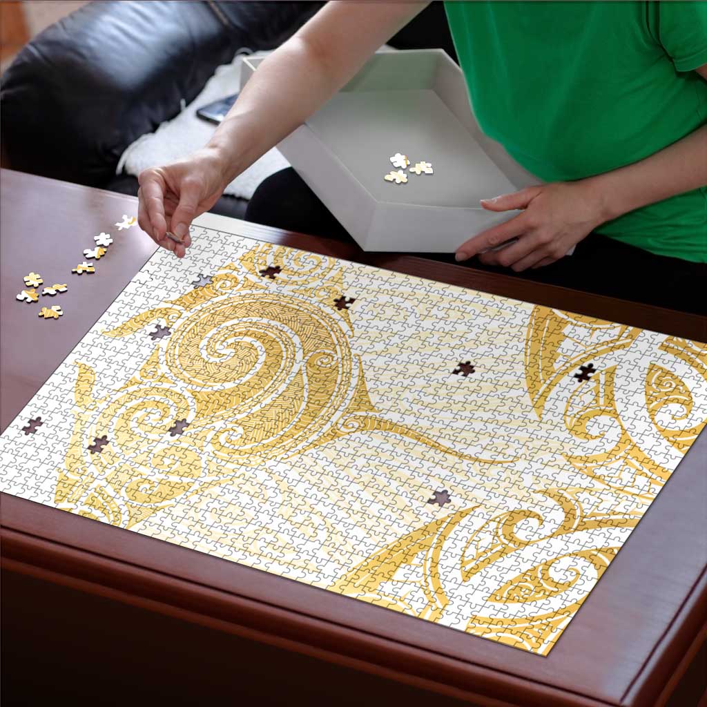 Gold White New Zealand Manta Ray Puzzle Aotearoa Maori Haehae - Polynesian Pride