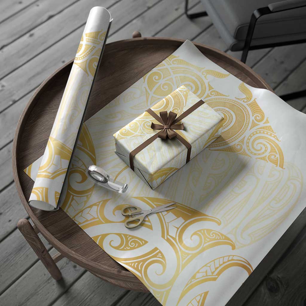 Gold White New Zealand Manta Ray Wrapping Paper Aotearoa Maori Haehae - Polynesian Pride