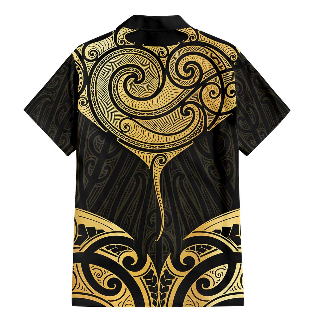 Gold Black New Zealand Manta Ray Family Matching Mermaid Dress and Hawaiian Shirt Aotearoa Maori Haehae LT14 - Polynesian Pride
