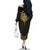 Gold Black New Zealand Manta Ray Family Matching Off The Shoulder Long Sleeve Dress and Hawaiian Shirt Aotearoa Maori Haehae - Polynesian Pride