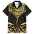 Gold Black New Zealand Manta Ray Family Matching Short Sleeve Bodycon Dress and Hawaiian Shirt Aotearoa Maori Haehae - Polynesian Pride
