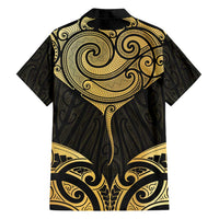 Gold Black New Zealand Manta Ray Family Matching Tank Maxi Dress and Hawaiian Shirt Aotearoa Maori Haehae LT14 - Polynesian Pride