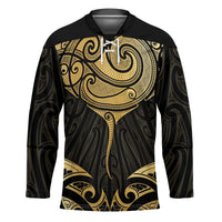 Gold Black New Zealand Manta Ray Hockey Jersey Aotearoa Maori Haehae - Polynesian Pride