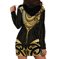 Gold Black New Zealand Manta Ray Hoodie Dress Aotearoa Maori Haehae LT14 - Polynesian Pride