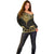 Gold Black New Zealand Manta Ray Off Shoulder Sweater Aotearoa Maori Haehae - Polynesian Pride