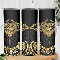 Gold Black New Zealand Manta Ray Skinny Tumbler Aotearoa Maori Haehae LT14 - Polynesian Pride