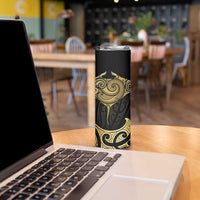 Gold Black New Zealand Manta Ray Skinny Tumbler Aotearoa Maori Haehae LT14 - Polynesian Pride