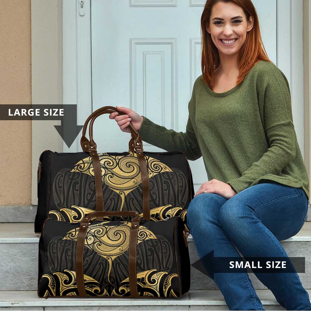 Gold Black New Zealand Manta Ray Travel Bag Aotearoa Maori Haehae - Polynesian Pride