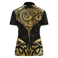 Gold Black New Zealand Manta Ray Women Polo Shirt Aotearoa Maori Haehae LT14 - Polynesian Pride