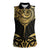 Gold Black New Zealand Manta Ray Women Sleeveless Polo Shirt Aotearoa Maori Haehae - Polynesian Pride
