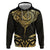 Gold Black New Zealand Manta Ray Zip Hoodie Aotearoa Maori Haehae - Polynesian Pride
