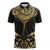 Gold Black New Zealand Manta Ray Zipper Polo Shirt Aotearoa Maori Haehae - Polynesian Pride