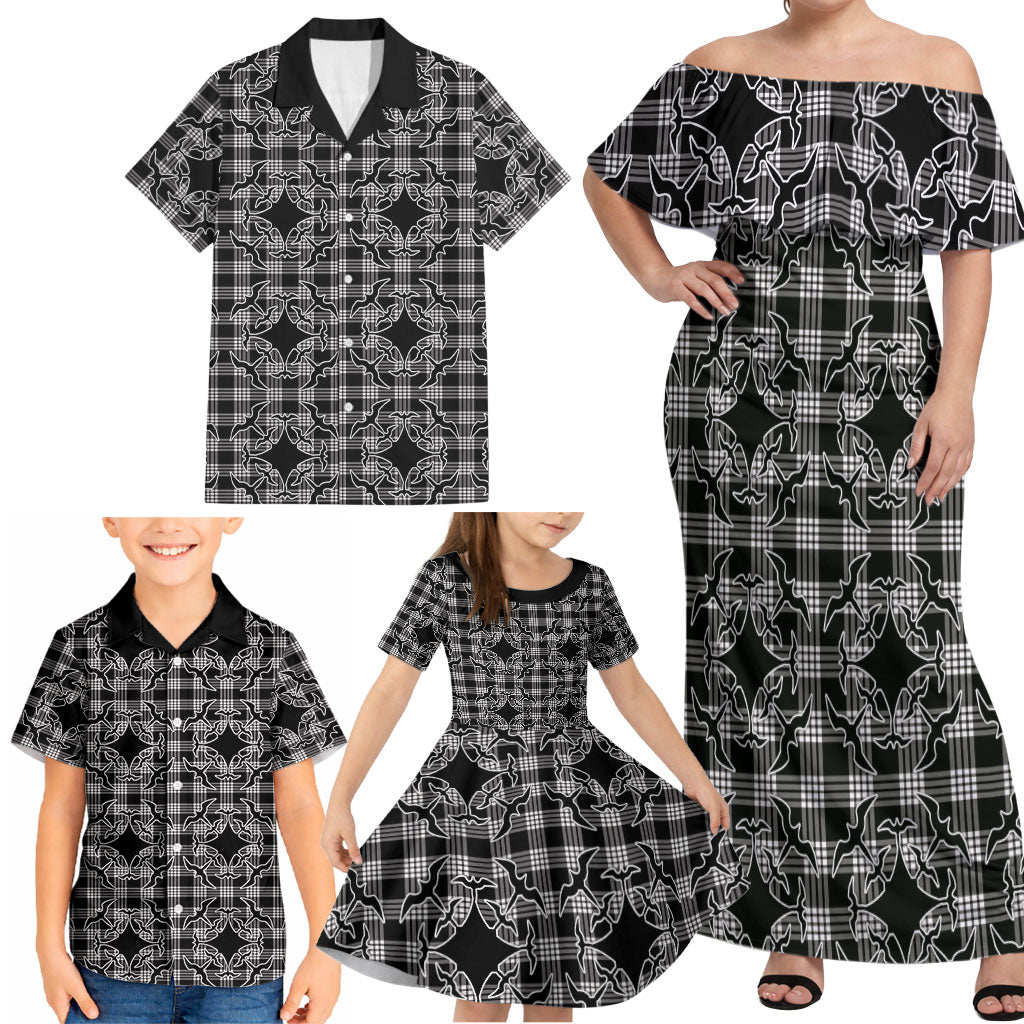 Eleele Hawaii Iwa Bird Palaka Motifs Family Matching Off Shoulder Maxi Dress and Hawaiian Shirt LT14 - Polynesian Pride