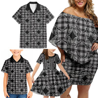 Eleele Hawaii Iwa Bird Palaka Motifs Family Matching Off Shoulder Short Dress and Hawaiian Shirt LT14 - Polynesian Pride