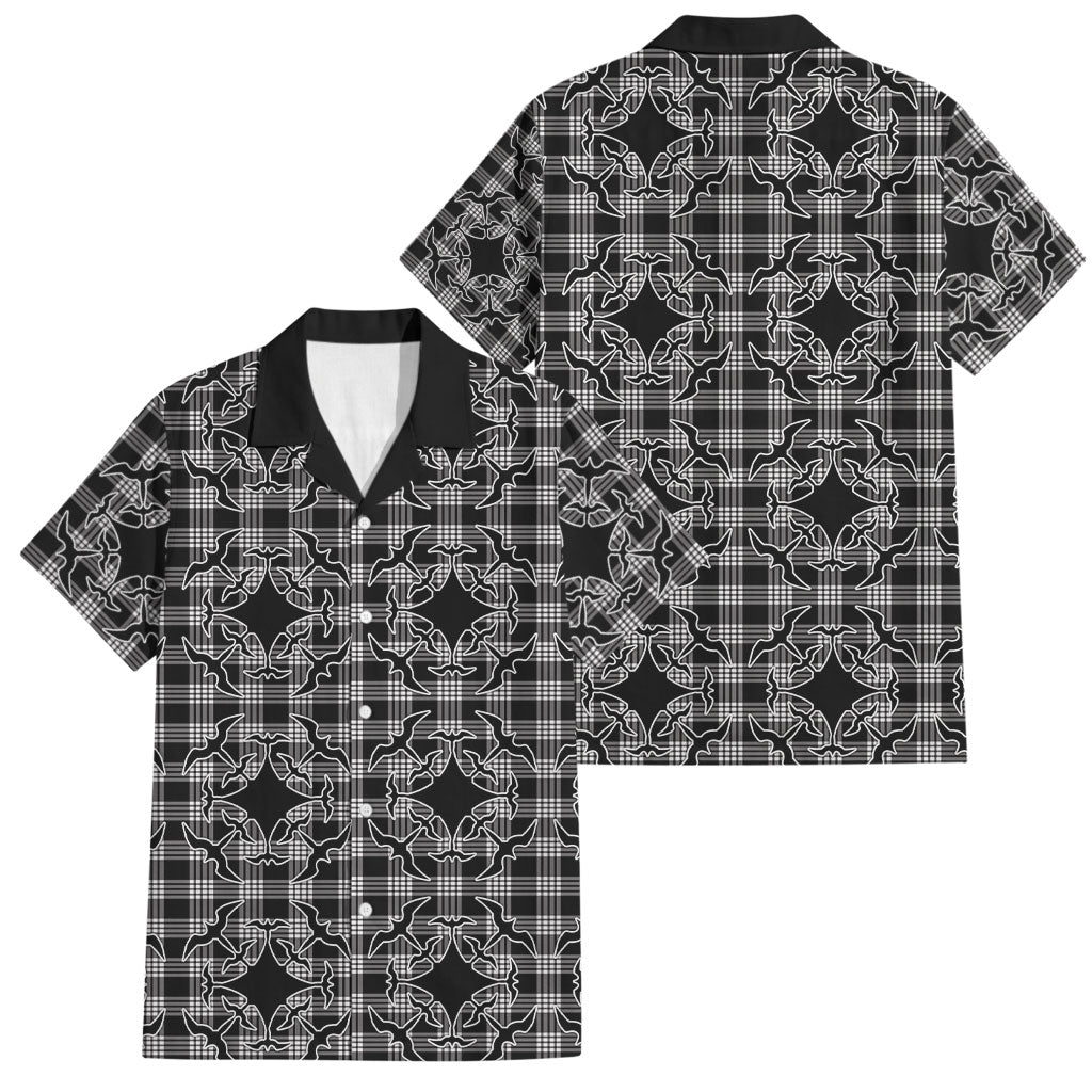 Eleele Hawaii Iwa Bird Palaka Motifs Family Matching Off Shoulder Short Dress and Hawaiian Shirt LT14 Dad's Shirt - Short Sleeve Black - Polynesian Pride