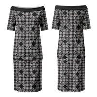 Eleele Hawaii Iwa Bird Palaka Motifs Family Matching Puletasi and Hawaiian Shirt LT14 Mom's Dress Black - Polynesian Pride