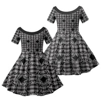 Eleele Hawaii Iwa Bird Palaka Motifs Family Matching Summer Maxi Dress and Hawaiian Shirt LT14 Daughter's Dress Black - Polynesian Pride