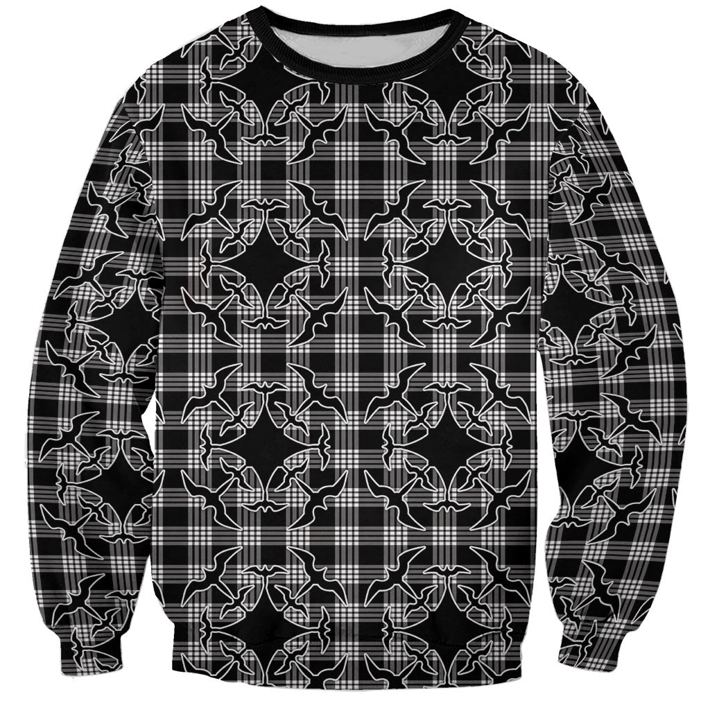 Eleele Hawaii Iwa Bird Palaka Motifs Sweatshirt LT14 Unisex Black - Polynesian Pride