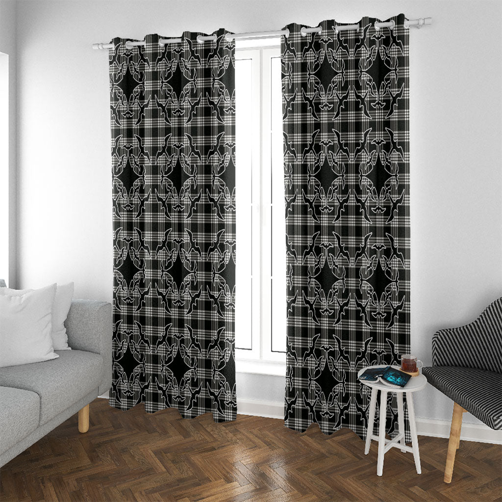 Eleele Hawaii Iwa Bird Palaka Motifs Window Curtain LT14 With Grommets Black - Polynesian Pride