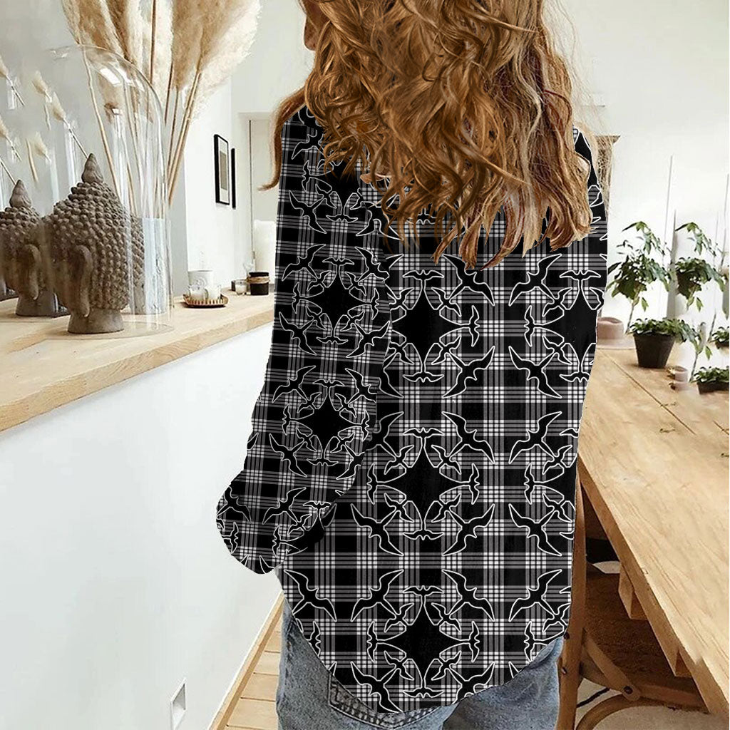 Eleele Hawaii Iwa Bird Palaka Motifs Women Casual Shirt LT14 - Polynesian Pride