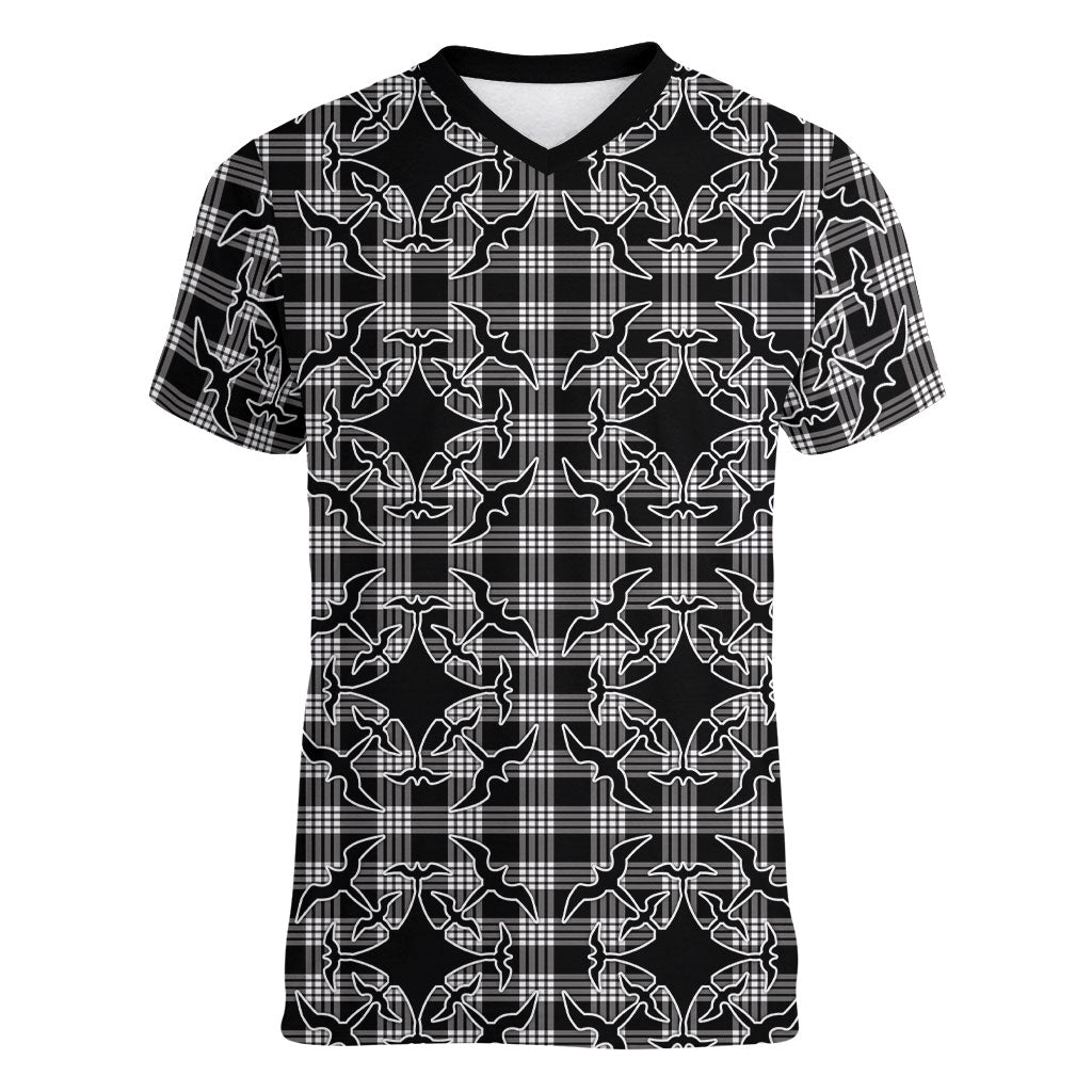 Eleele Hawaii Iwa Bird Palaka Motifs Women V-Neck T-Shirt