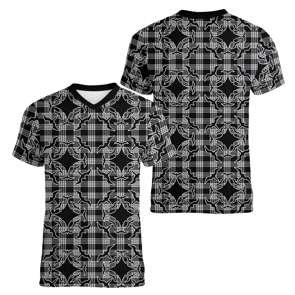 Eleele Hawaii Iwa Bird Palaka Motifs Women V-Neck T-Shirt LT14 - Polynesian Pride