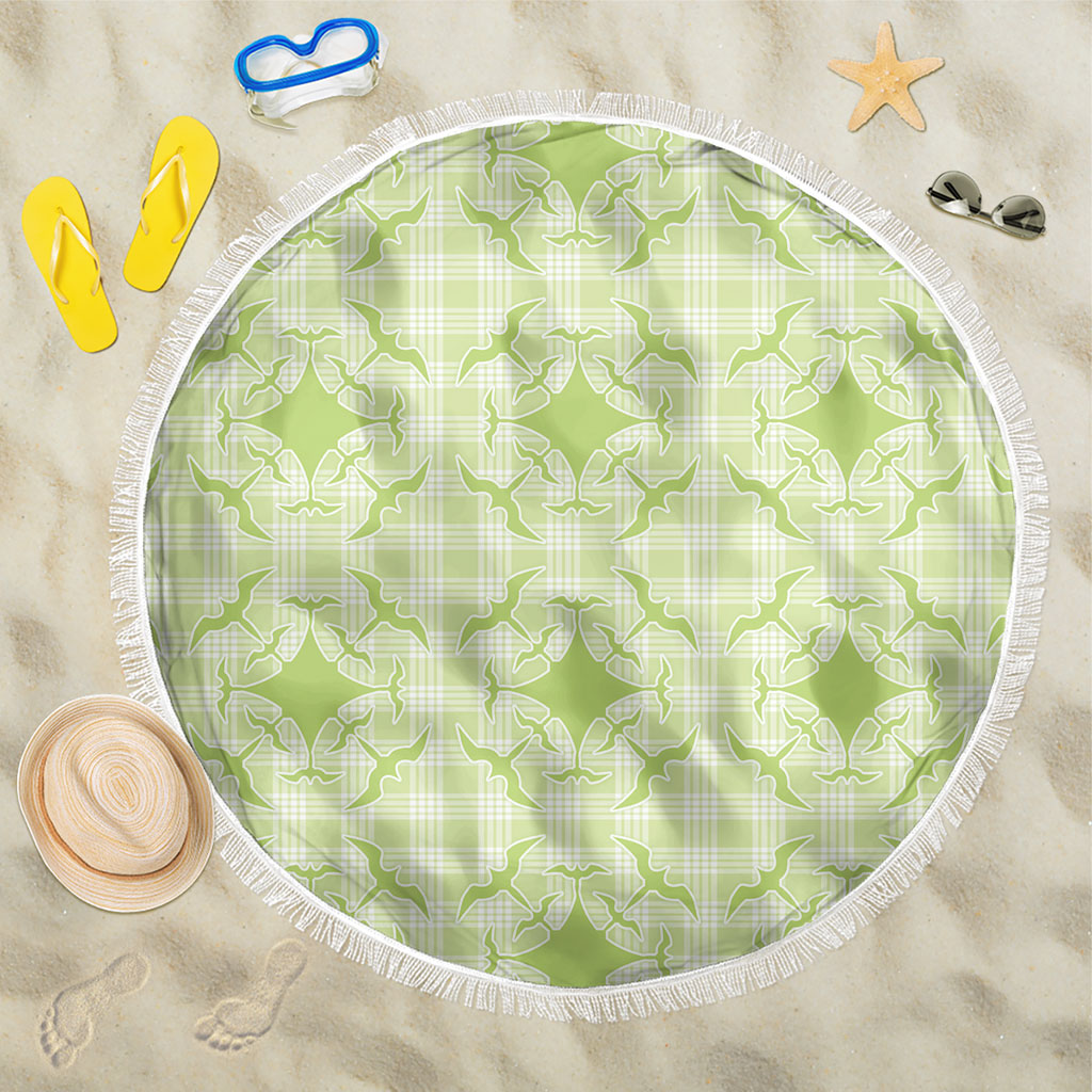 Omaomao Hawaii Iwa Bird Palaka Motifs Beach Blanket LT14 One Size 150cm Green - Polynesian Pride