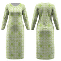 Omaomao Hawaii Iwa Bird Palaka Motifs Couples Matching Long Sleeve Bodycon Dress and Hawaiian Shirt LT14 - Polynesian Pride