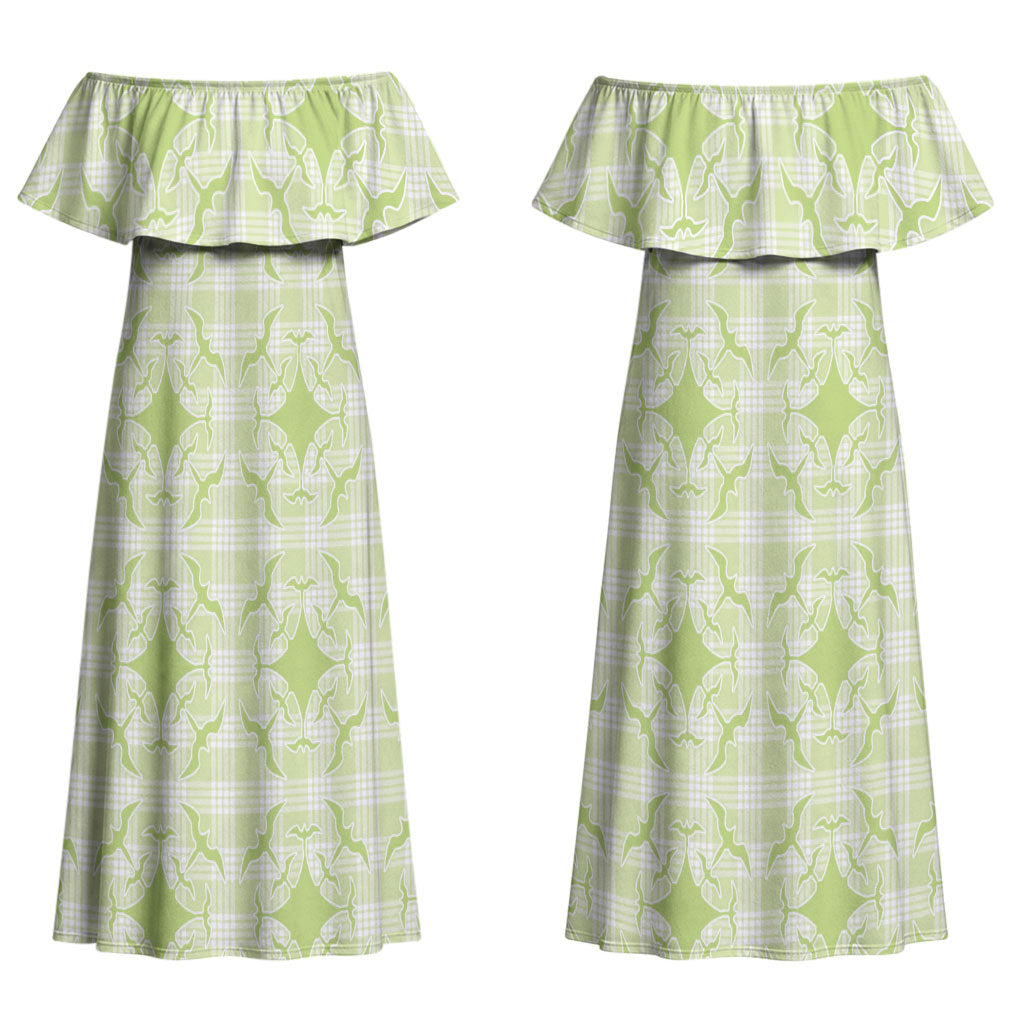 Omaomao Hawaii Iwa Bird Palaka Motifs Couples Matching Off Shoulder Maxi Dress and Hawaiian Shirt LT14 - Polynesian Pride