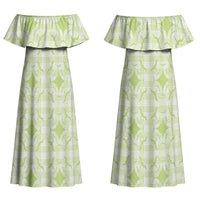 Omaomao Hawaii Iwa Bird Palaka Motifs Couples Matching Off Shoulder Maxi Dress and Long Sleeve Button Shirt LT14 - Polynesian Pride