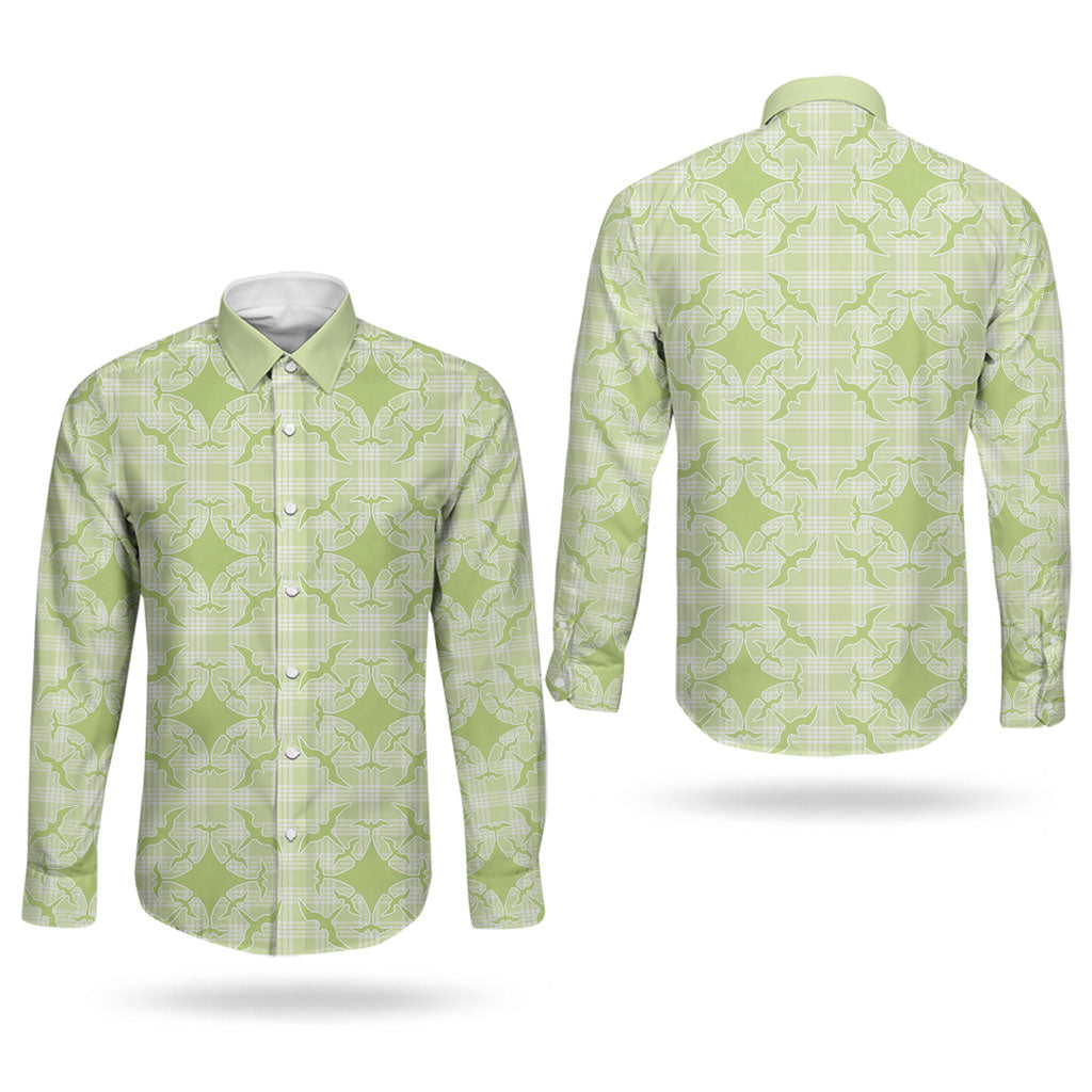 Omaomao Hawaii Iwa Bird Palaka Motifs Couples Matching Short Sleeve Bodycon Dress and Long Sleeve Button Shirt LT14 - Polynesian Pride