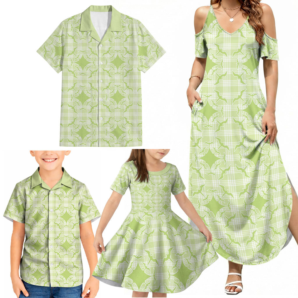 Omaomao Hawaii Iwa Bird Palaka Motifs Family Matching Summer Maxi Dress and Hawaiian Shirt LT14 - Polynesian Pride