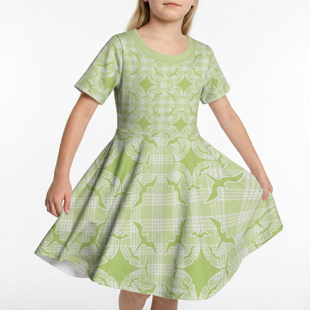 Omaomao Hawaii Iwa Bird Palaka Motifs Kid Short Sleeve Dress LT14 - Polynesian Pride