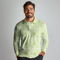 Omaomao Hawaii Iwa Bird Palaka Motifs Long Sleeve Polo Shirt LT14 - Polynesian Pride