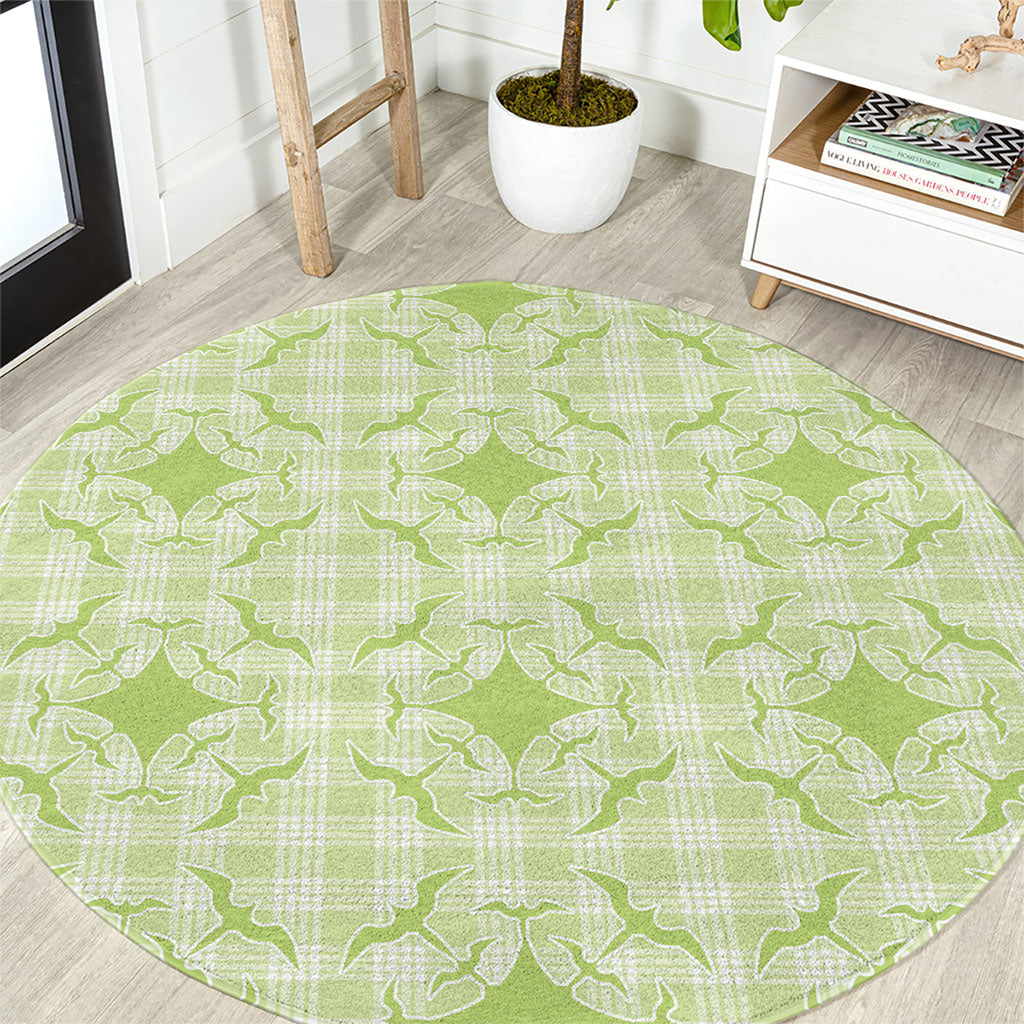 Omaomao Hawaii Iwa Bird Palaka Motifs Round Carpet