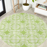 Omaomao Hawaii Iwa Bird Palaka Motifs Round Carpet LT14 Green - Polynesian Pride