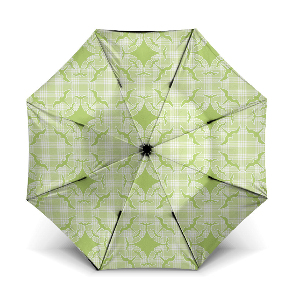 Omaomao Hawaii Iwa Bird Palaka Motifs Umbrella LT14 One Size Folded 11.42 inch Opened Diameter 37.4 inch Green - Polynesian Pride