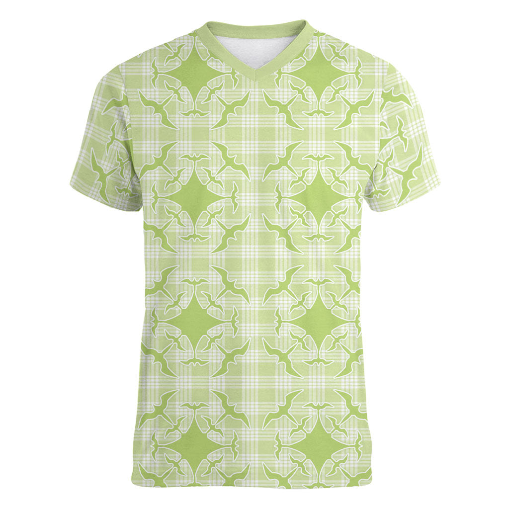 Omaomao Hawaii Iwa Bird Palaka Motifs Women V-Neck T-Shirt