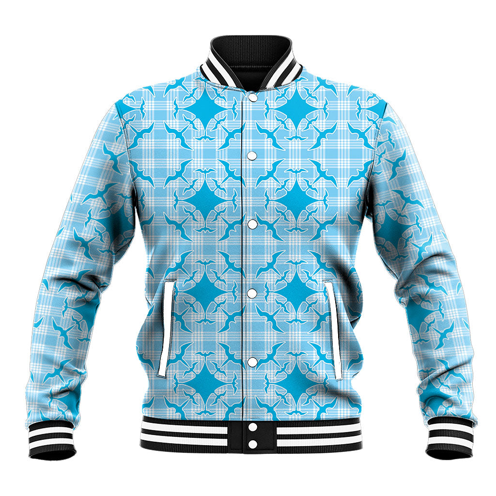 Polu Hawaii Iwa Bird Palaka Motifs Baseball Jacket LT14 Unisex Blue - Polynesian Pride