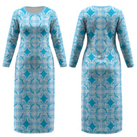 Polu Hawaii Iwa Bird Palaka Motifs Couples Matching Long Sleeve Bodycon Dress and Long Sleeve Button Shirt LT14 - Polynesian Pride